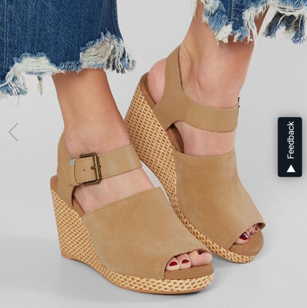 Toms Tropez Honey Suede/Leather Wedges